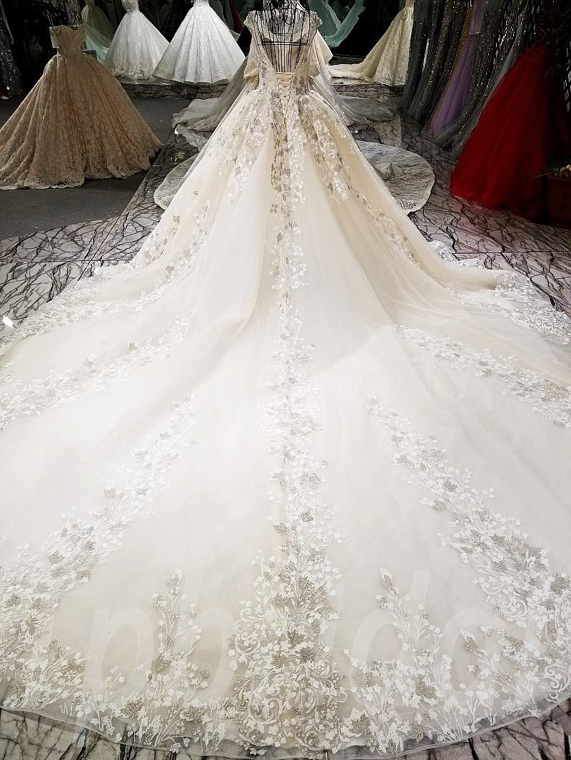 V Neck Bridal Dress Gorgeous Ball Gown Wedding Dress • tpbridal