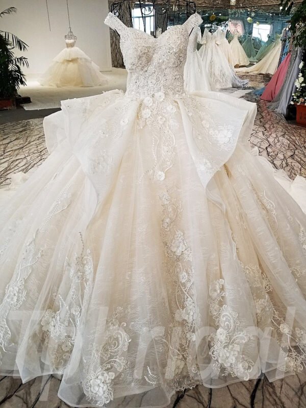 Ball Gown Wedding Dress With Sleeves Lace Bridal Gown