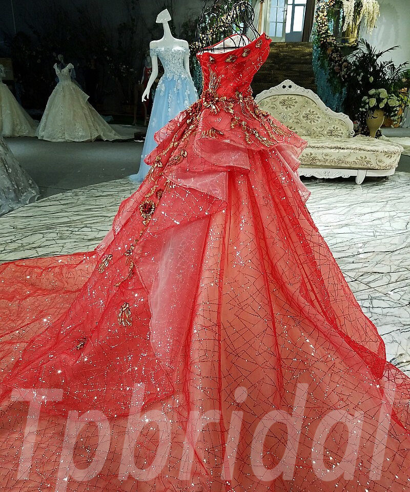 aline wedding dress red-135-07
