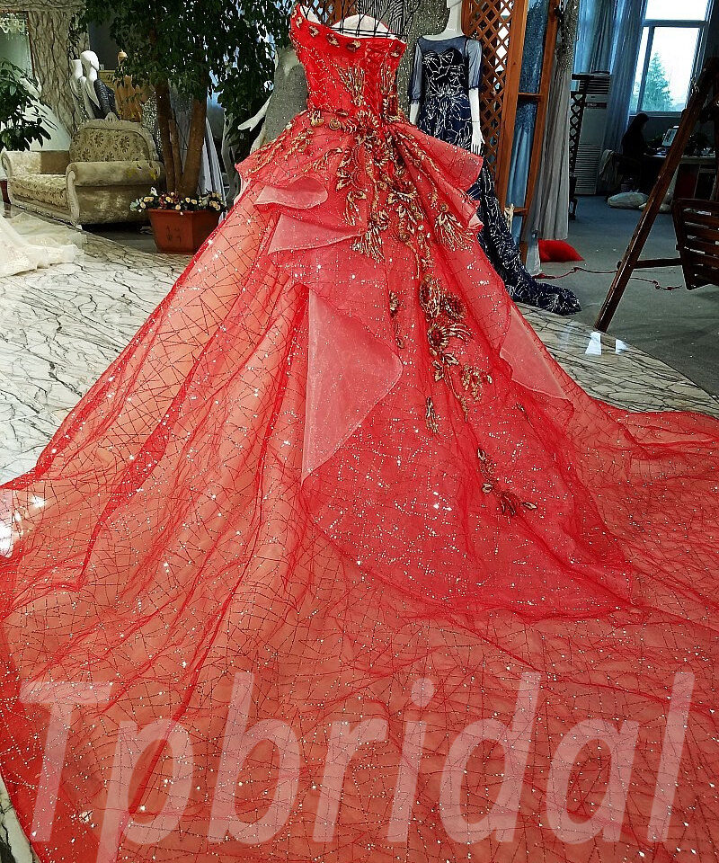 aline wedding dress red-135-08