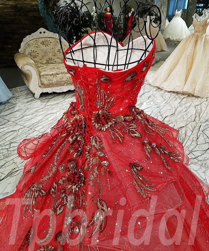 aline wedding dress red-135-09