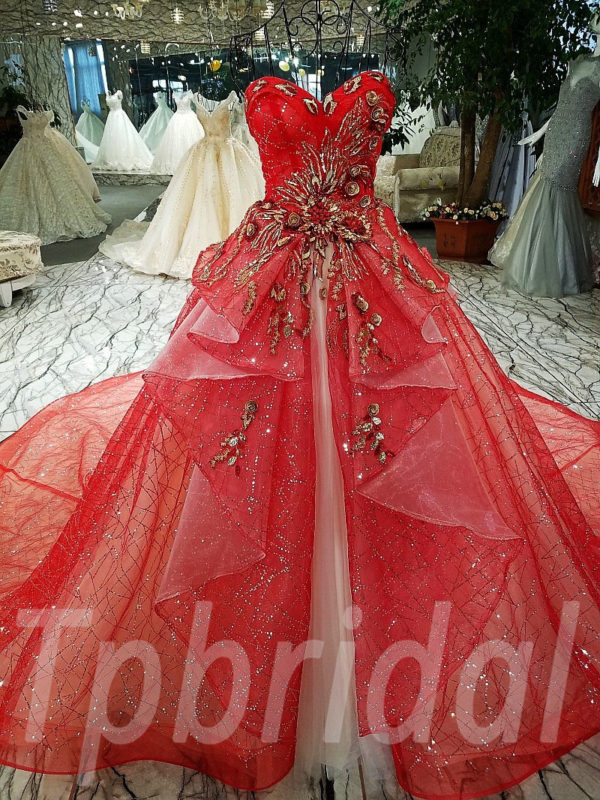 Mary Rose - Custom Red Bling Wedding Dress | Brides & Tailor