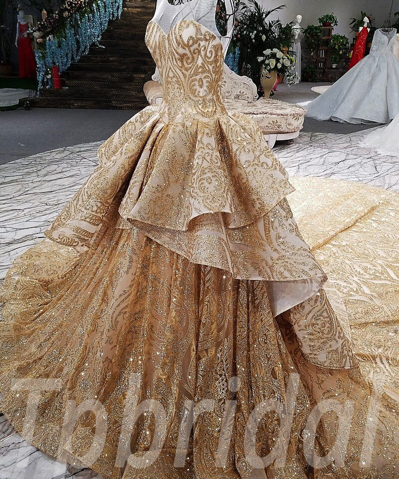 gold wedding dress aline-137-05