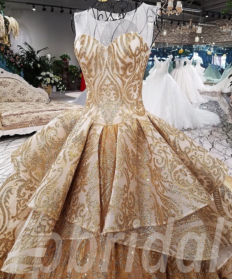 gold wedding dress aline-137-07