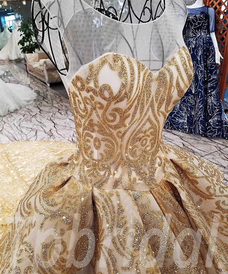 gold wedding dress aline-137-10