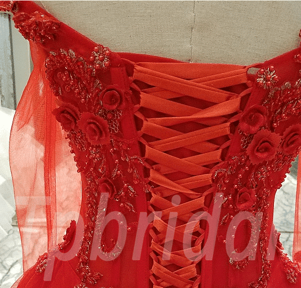 long sleeve red wedding dress-tp0060-01