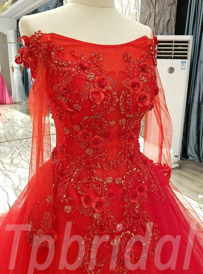long sleeve red wedding dress-tp0060-02