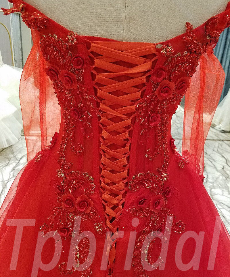 long sleeve red wedding dress-tp0060-04