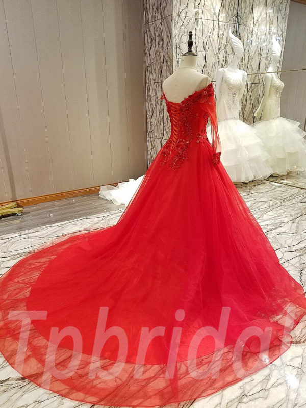 Gold Sparkle Wedding Dress Long Sleeve Ball Gown With Train