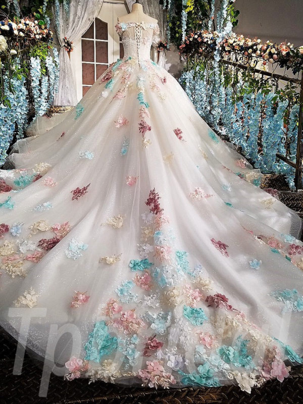 Baby Pink Wedding Dress Long Sleeve Ball Gown Formal Dress