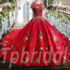 red ball gown bridal dress095-02