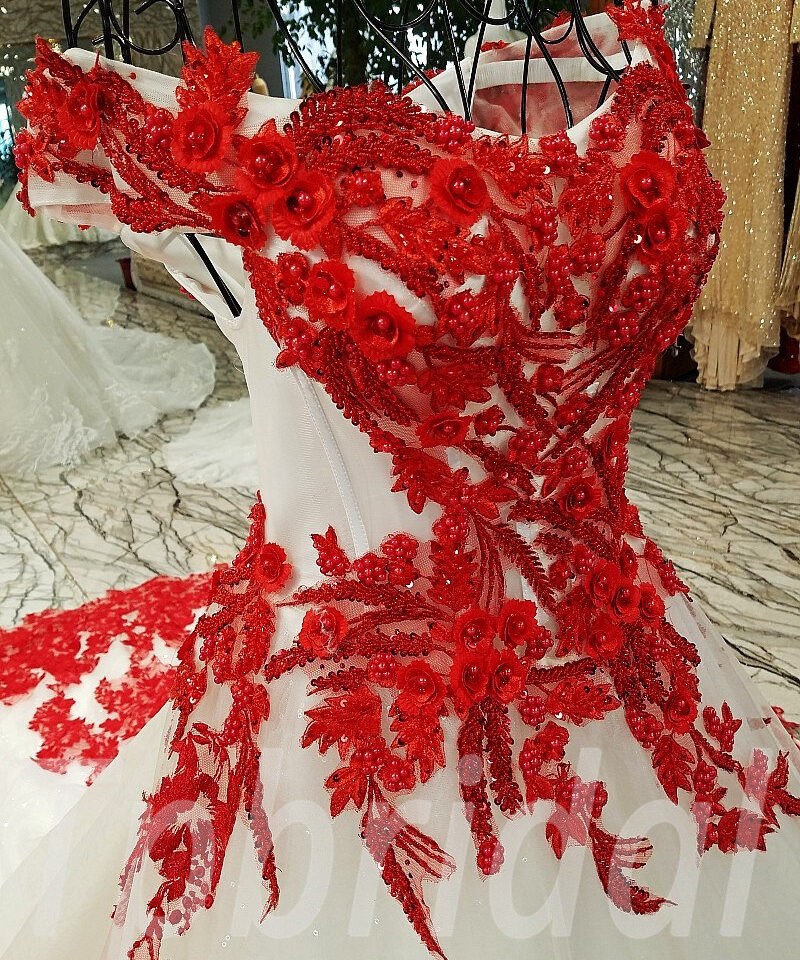red ball gown bridal dress100-02