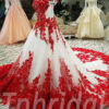 red ball gown bridal dress100-05