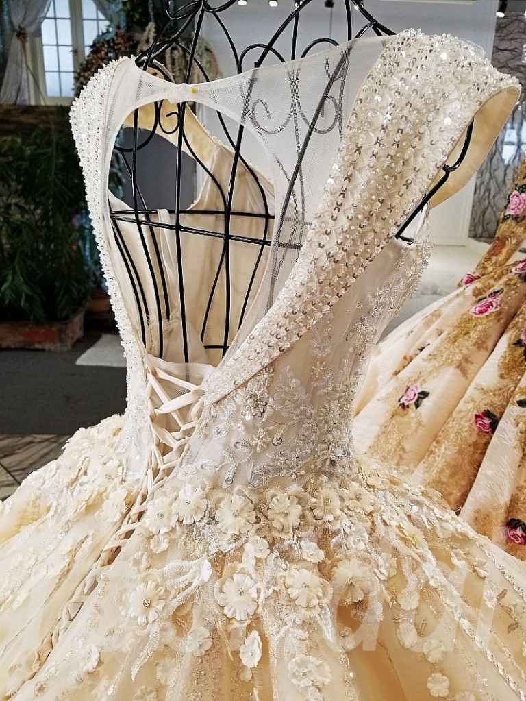 Wedding Dresses Train V Neck Ball Gown Bridal Dress Online