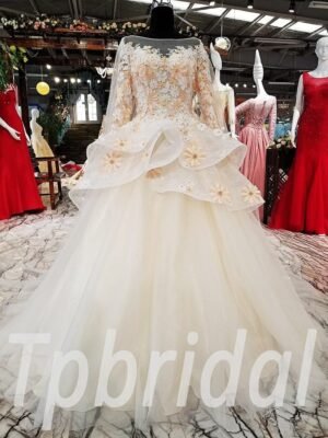a line wedding dress long sleeve 172-07