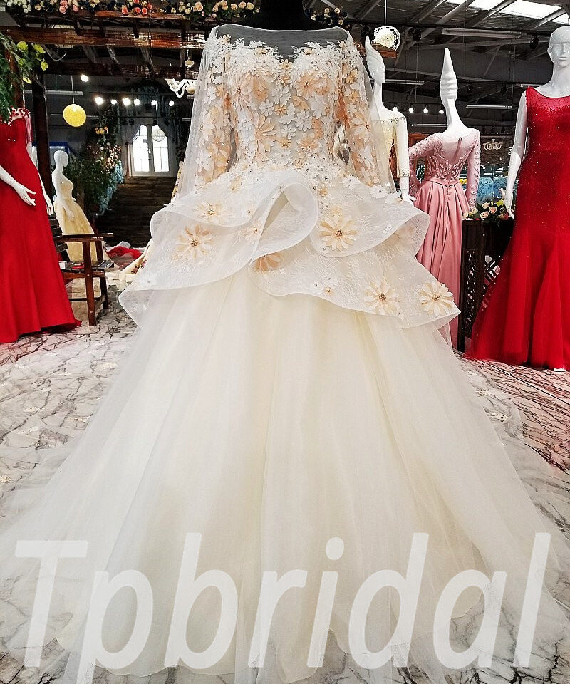 a line wedding dress long sleeve 172-07