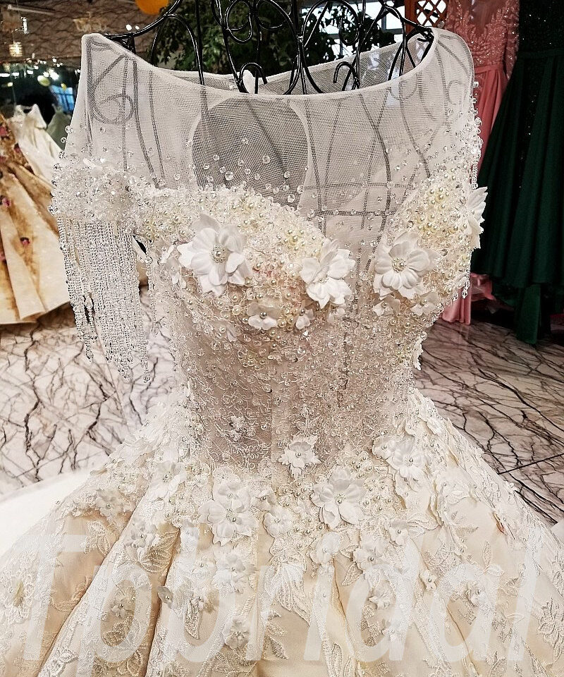 ball gown wedding dress illusion neckline 176-04