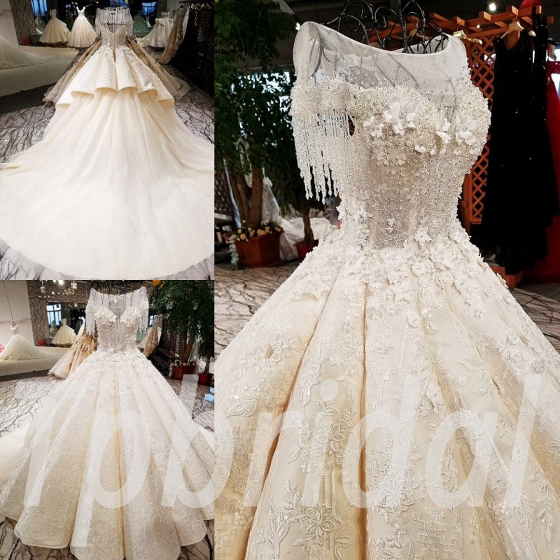 illusion neckline ball gown wedding dress