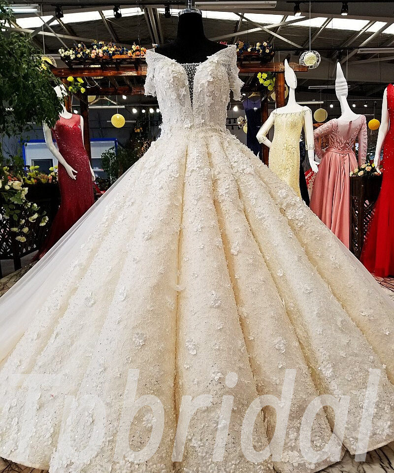 ball gown wedding dress lace 166-08