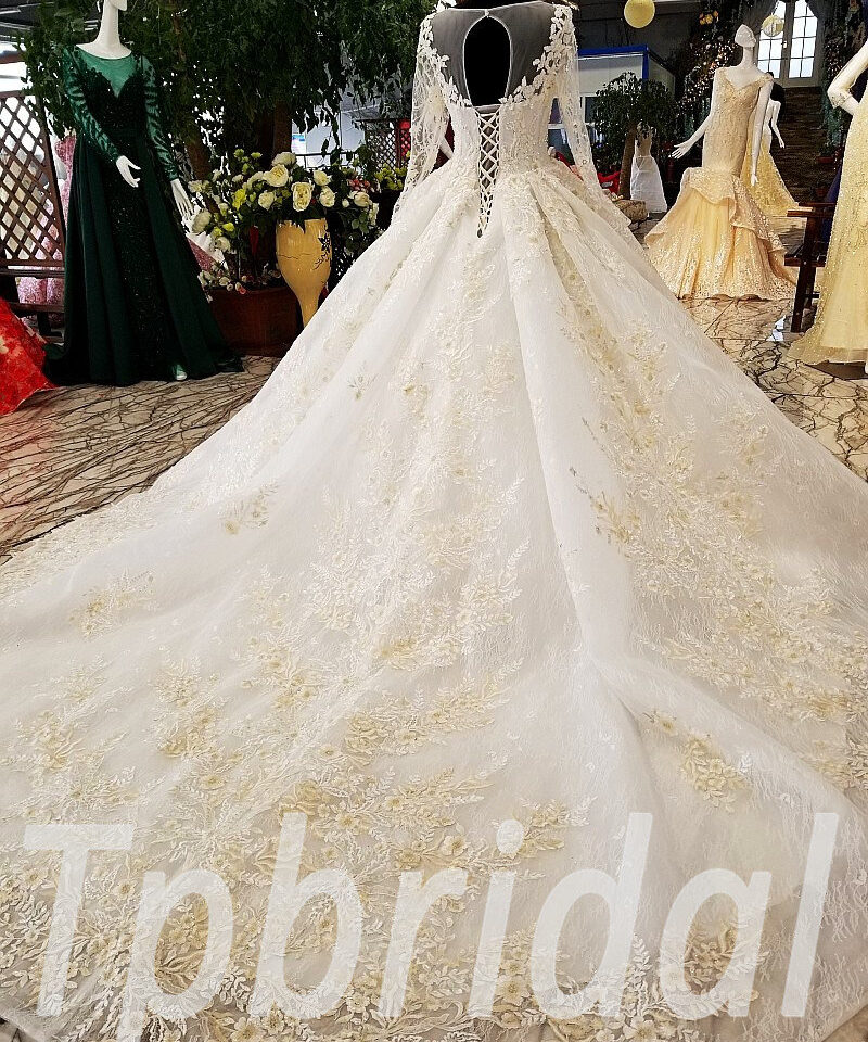 ball gown wedding dress long train 175-03