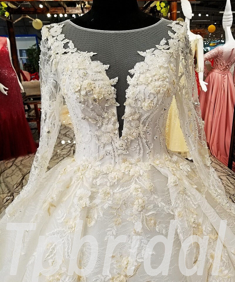 ball gown wedding dress long train 175-08