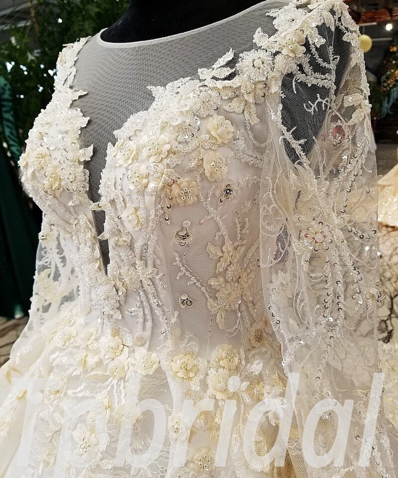 ball gown wedding dress long train 175-08