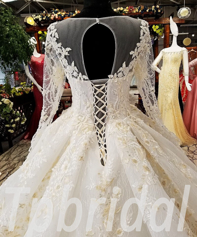 ball gown wedding dress long train 175-08