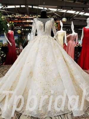 ball gown wedding dress long train 175-09