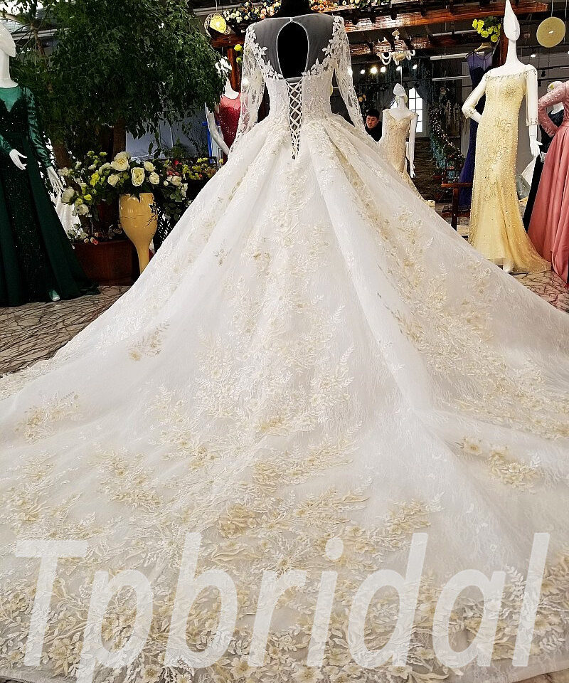 ball gown wedding dress long train 175-02