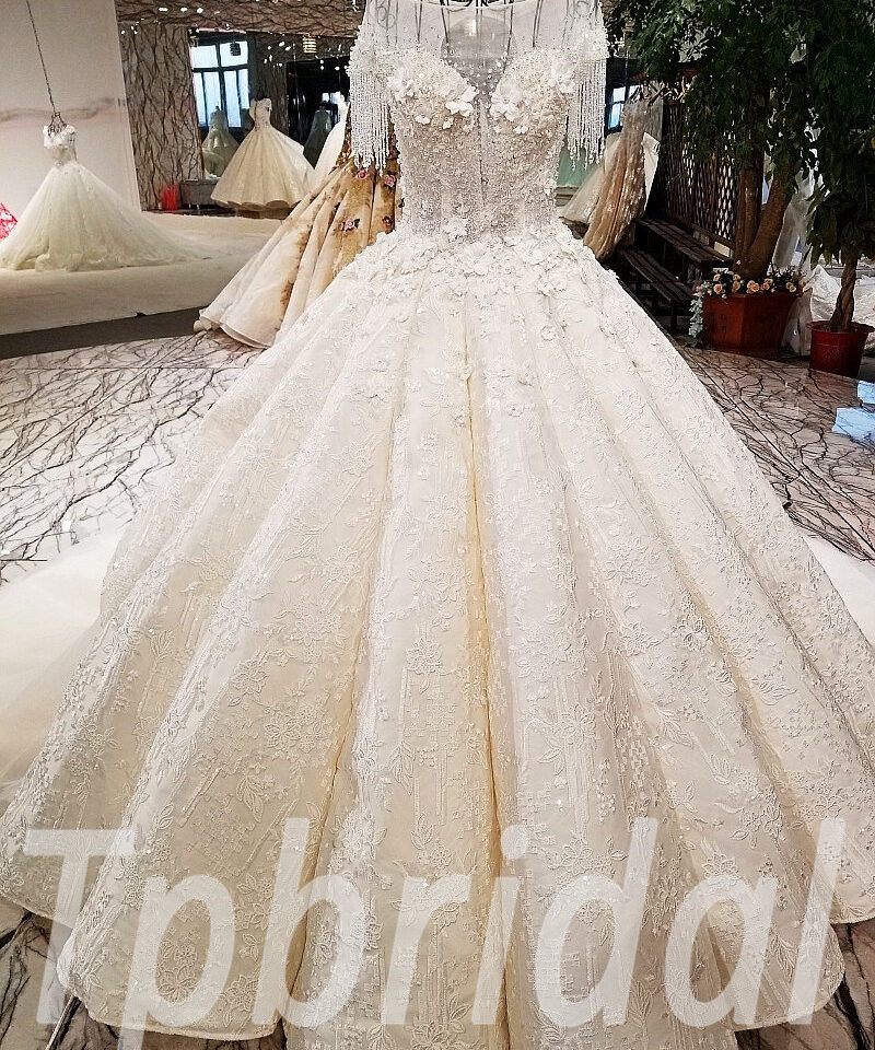 ball gown wedding dress train 189-09