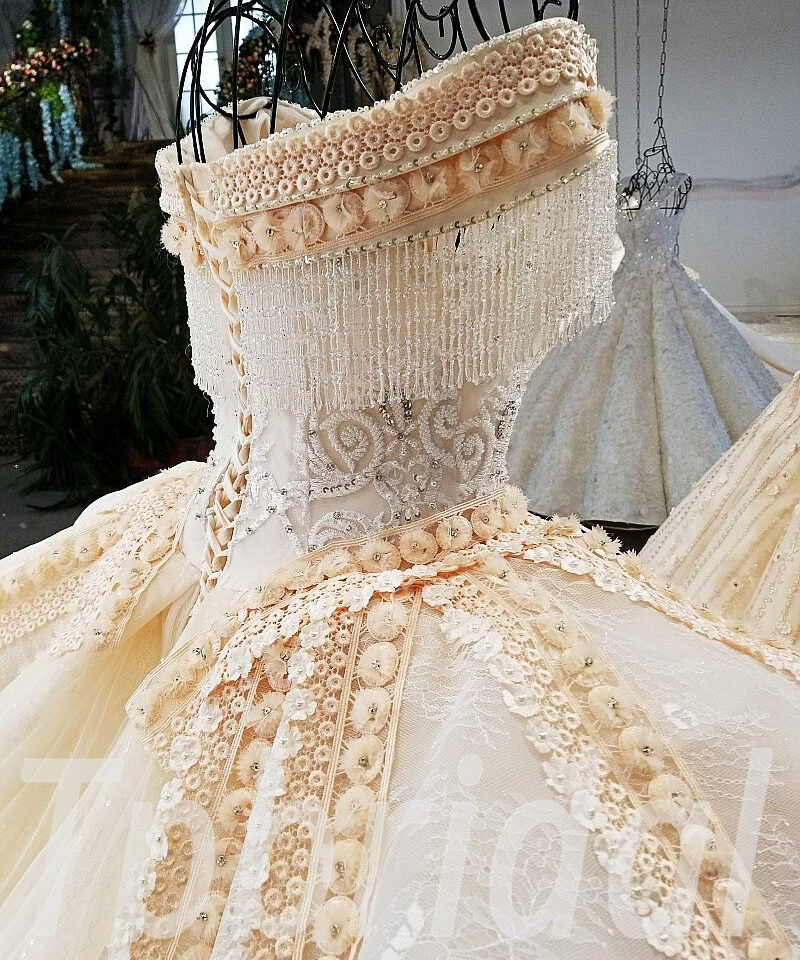 champagne color wedding dress 198-02