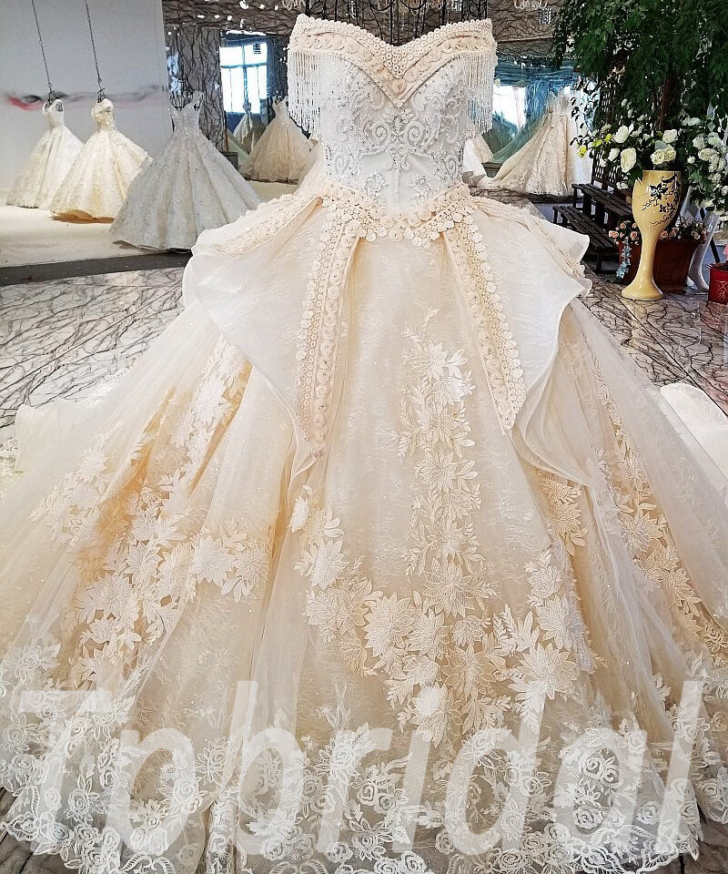 champagne color wedding dress 198-03