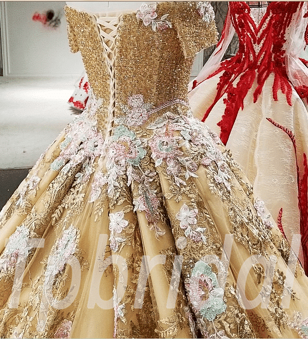 gold wedding dress plus size 208-01