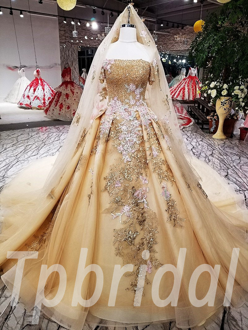 gold wedding dresses plus size