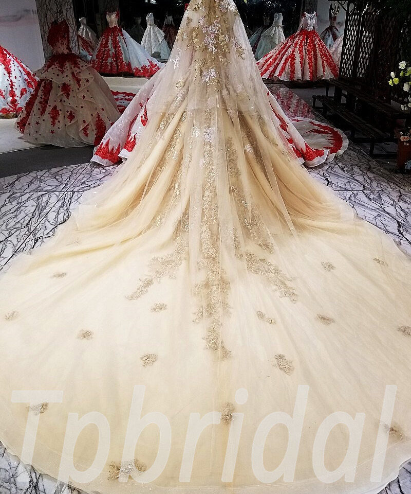 gold wedding dress plus size 208-11