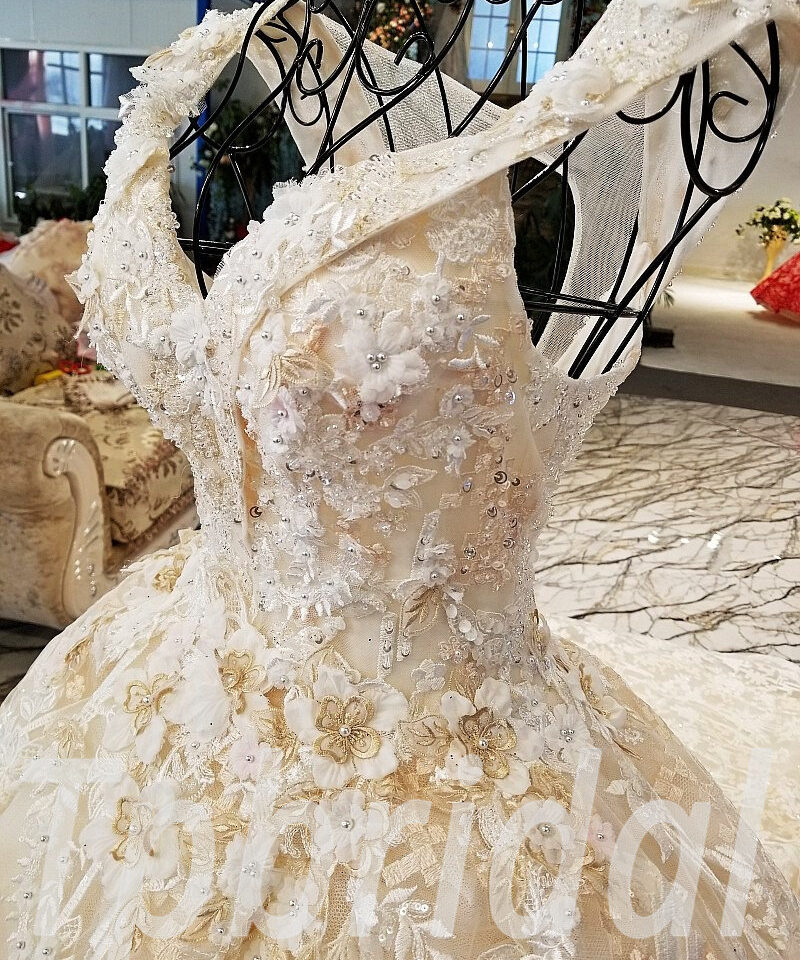 lace wedding dress champagne 180-07