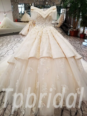 lace wedding dress champagne 185-02