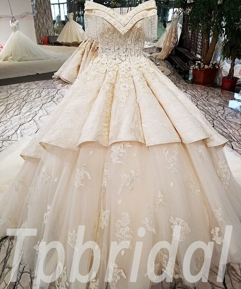 lace wedding dress champagne 185-02