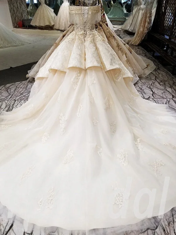 lace wedding dress champagne 185-08