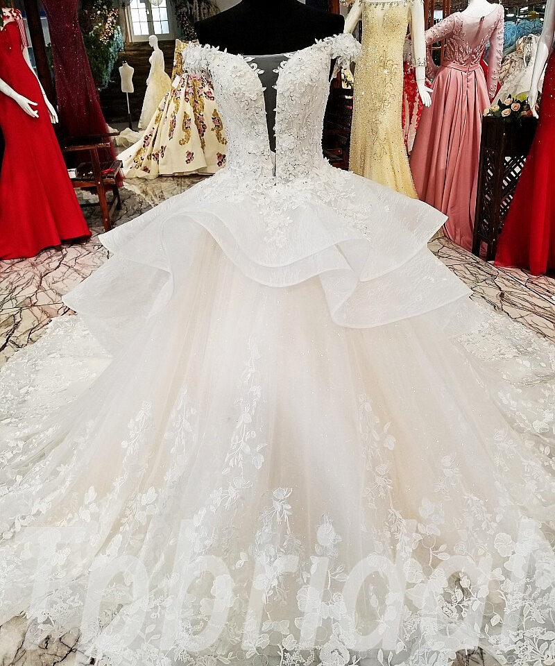 lace wedding dress off shoulder 167-05