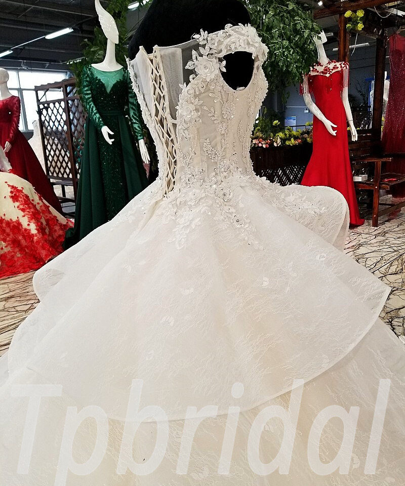 lace wedding dress off shoulder 167-06