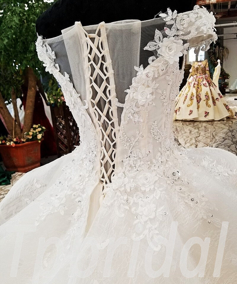 lace wedding dress off shoulder 167-08