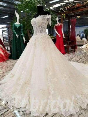 lace wedding dress train 160-02