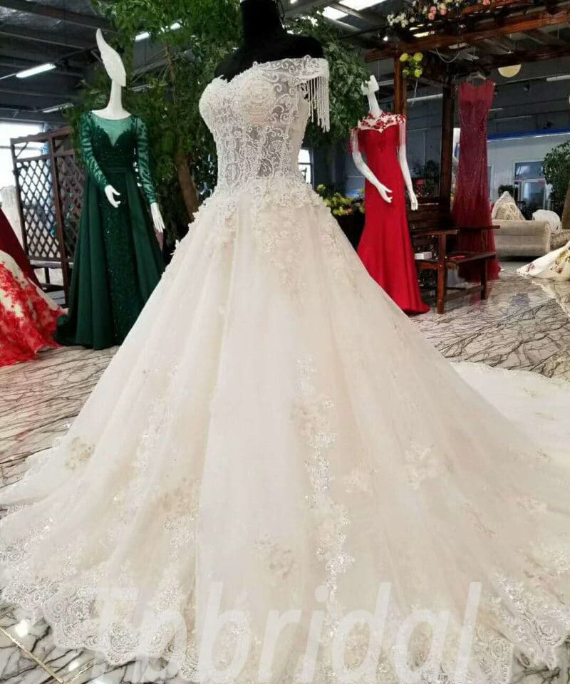lace wedding dress train 160-02