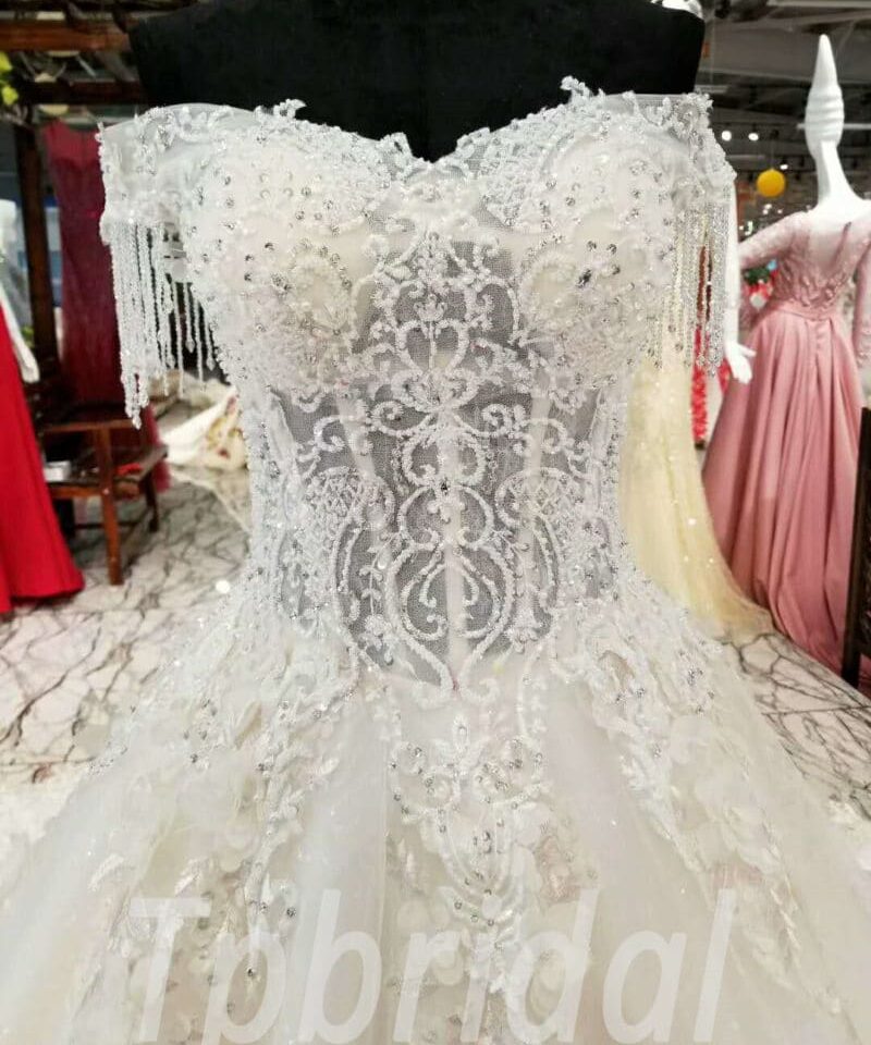 lace wedding dress train 160-04