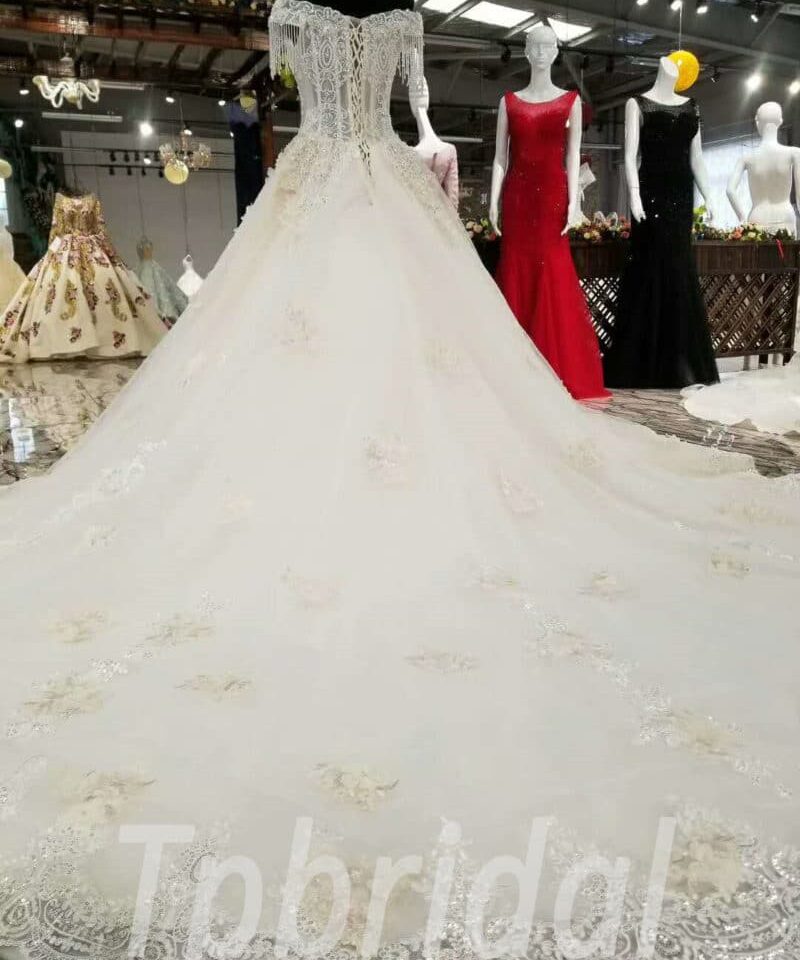 lace wedding dress train 160-05