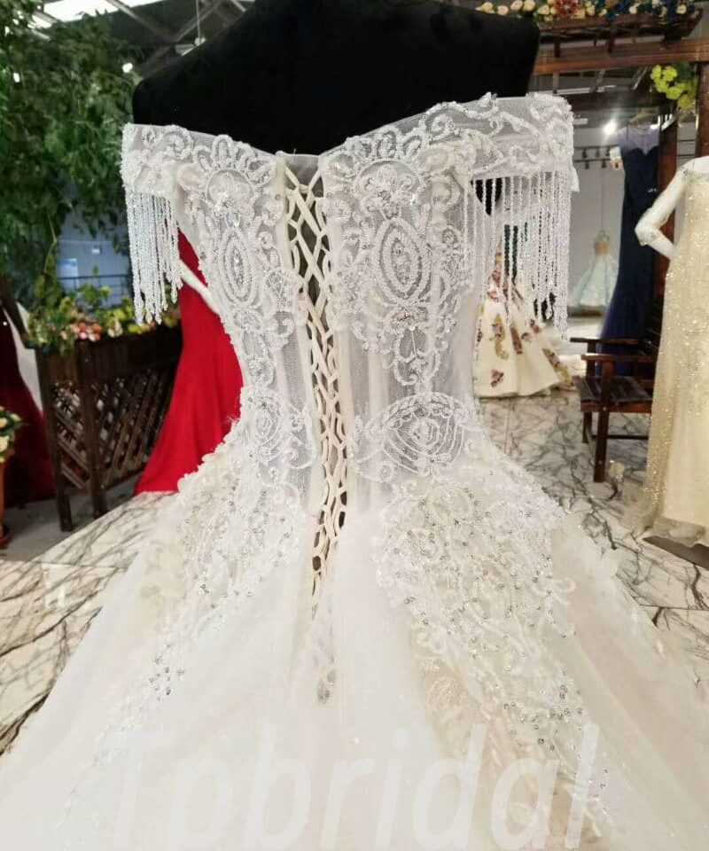 lace wedding dress train 160-06