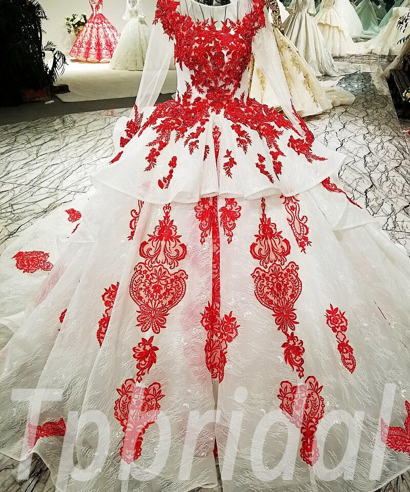 ong sleeve wedding dress ball gown 183-02