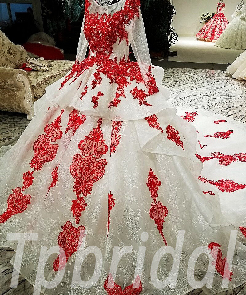 long sleeve wedding dress ball gown 183-05