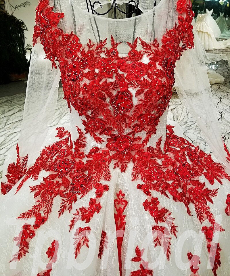 long sleeve wedding dress ball gown 183-06